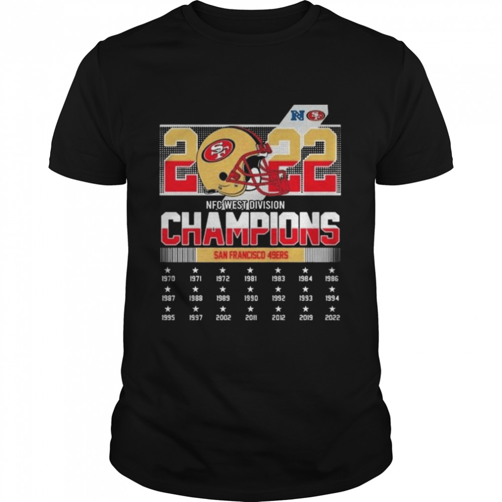 San Francisco 49ers Team Football 2022 NFC West Champions 1970-2022 Signatures Shirt