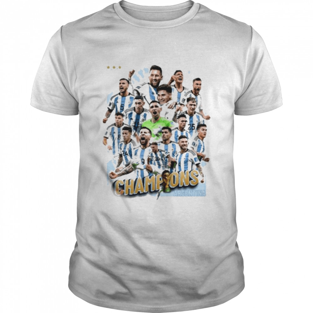 Argentina Football 2022 World Cup Qatar Champions Lionel Messi Shirt