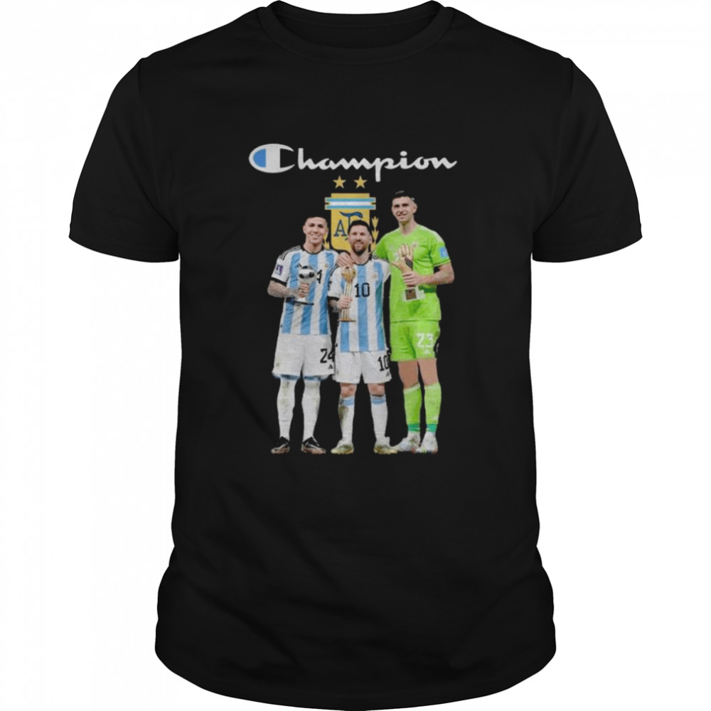 Champions Argentina Enzo Fernandez Lionel Messi Emiliano Martínez shirt