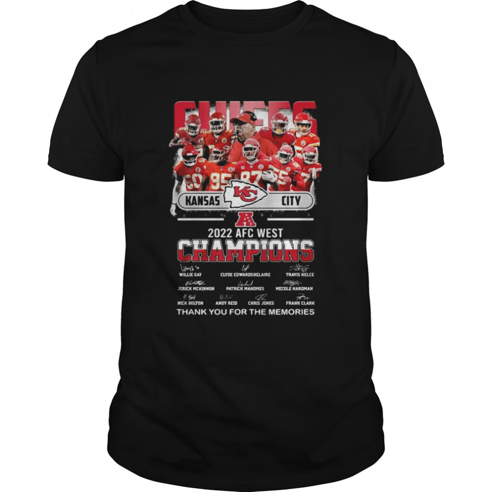 Kansas City Chiefs 2022 AFC West Champions Signatures Players Thank You For The Memories Shirt