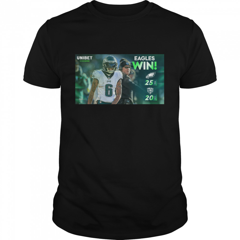 Philadelphia Eagles 25 20 Chicago Bears Nfl 2022 Matchup Final Score Shirt