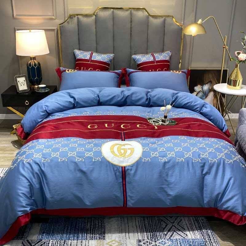 GC Blue Luxury Brand High-End Bedding Set Home Decor HT