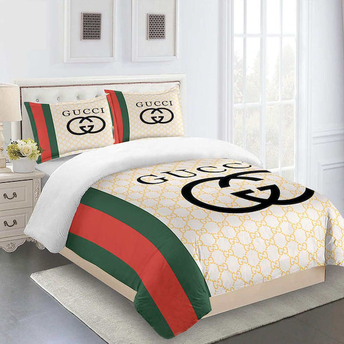GC Stripe Luxury Brand High-End Bedding Set Home Decor HT Mia01