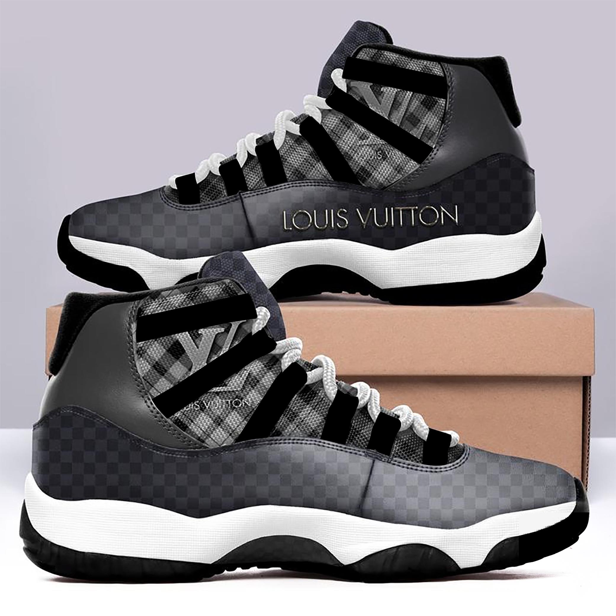 Black Grey Louis Vuitton Air Jordan 11 Sneakers Shoes Hot 2022 LV Gifts For Men Women HT