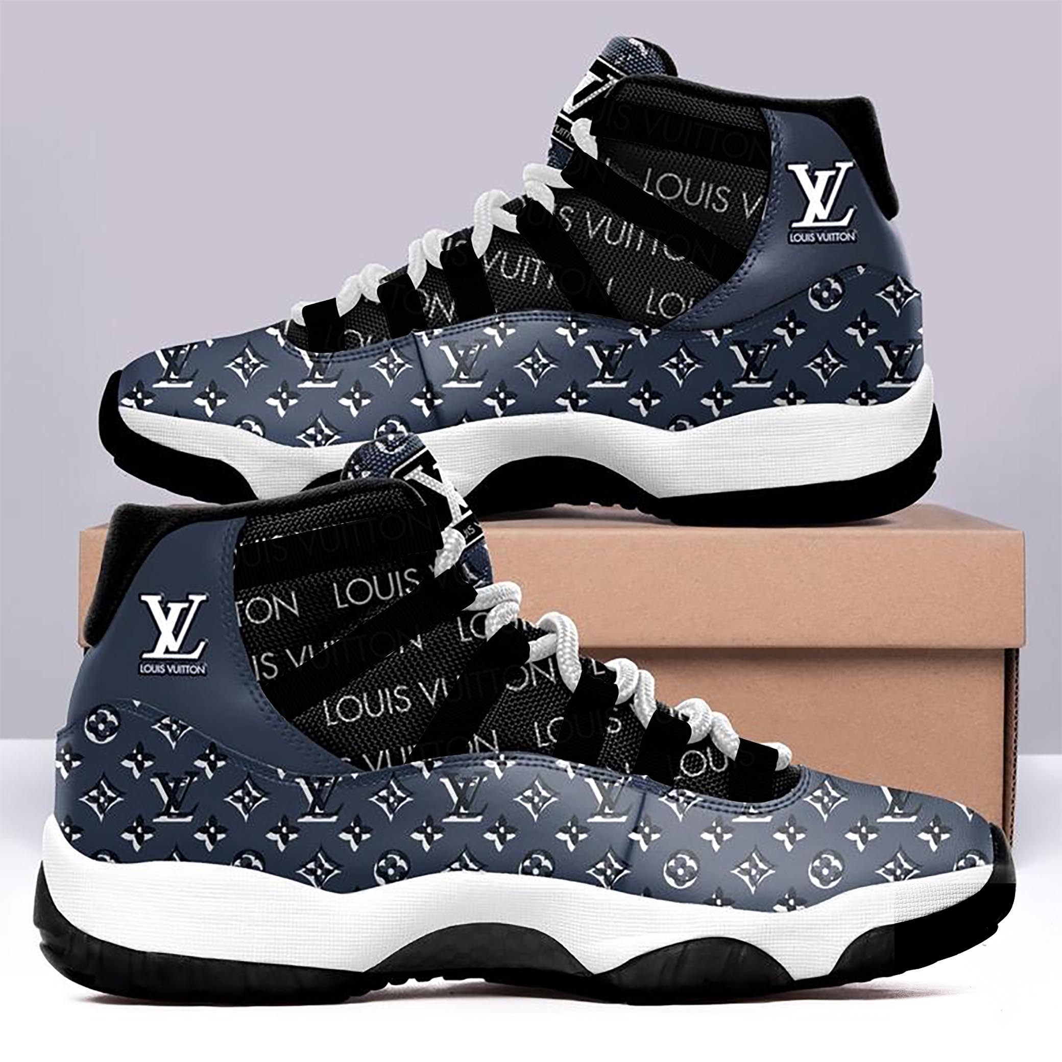 Blue Monogram Louis Vuitton Air Jordan 11 Sneakers Shoes Hot 2022 LV Gifts For Men Women HT