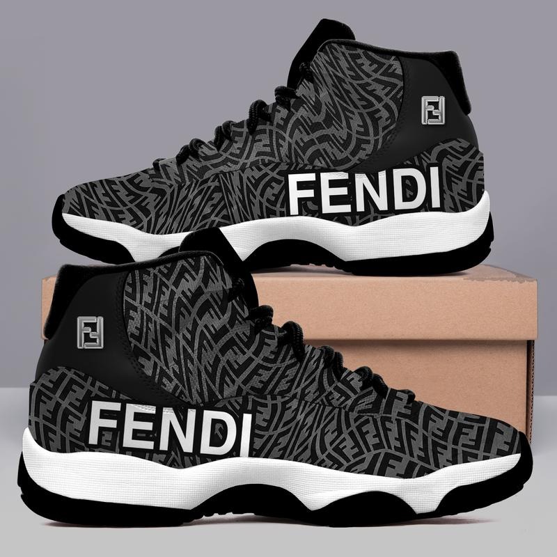 Fendi Black Air Jordan 11 Sneakers Shoes Hot 2022 Gifts For Men Women HT