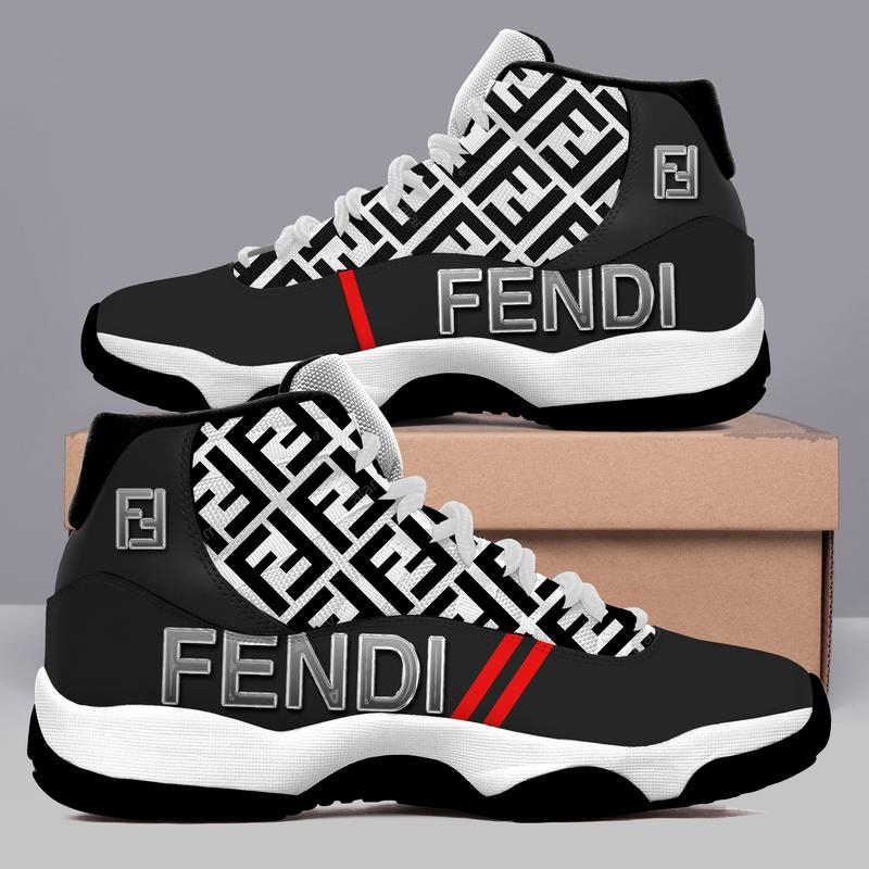 Fendi Red Line Air Jordan 11 Sneakers Shoes Hot 2022 Gifts For Men Women HT