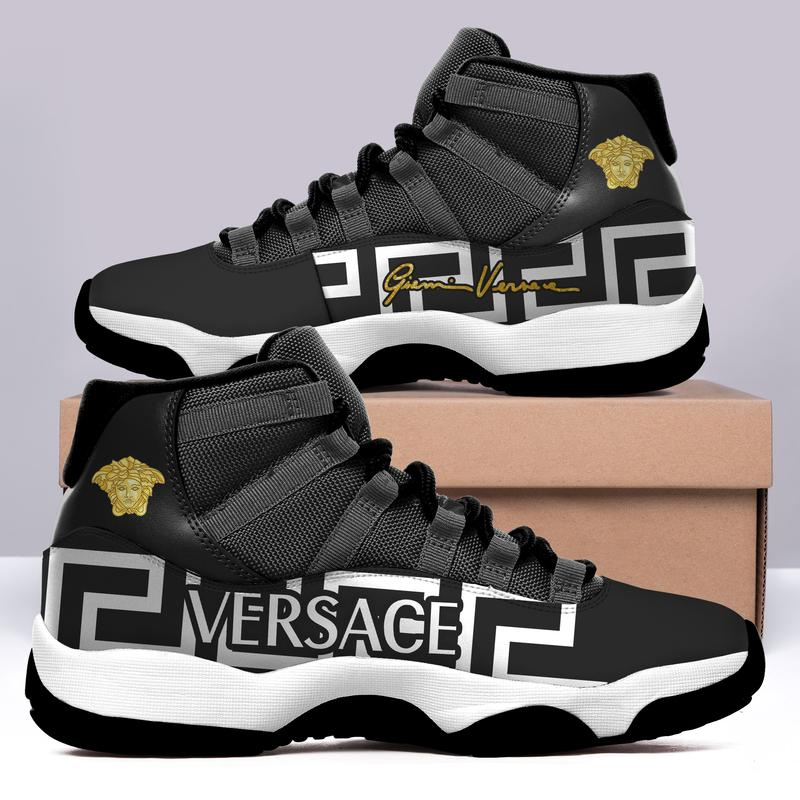 Gianni Versace Air Jordan 11 Sneakers Shoes Black Hot 2022 Gifts For Men Women HT