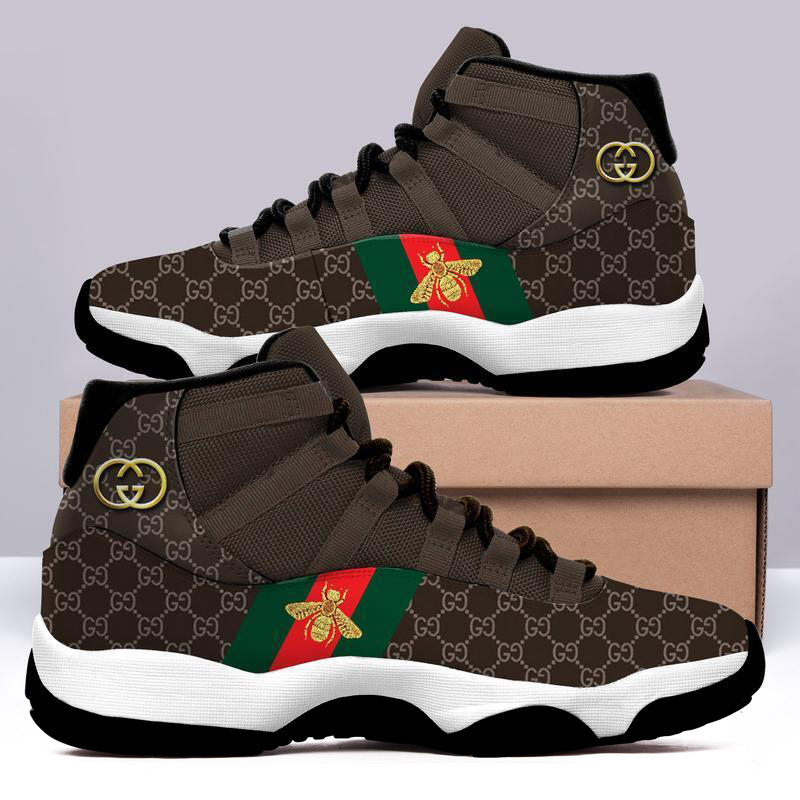 Gucci Bee Brown Air Jordan 11 Sneakers Shoes Hot 2022 Gifts For Men Women HT