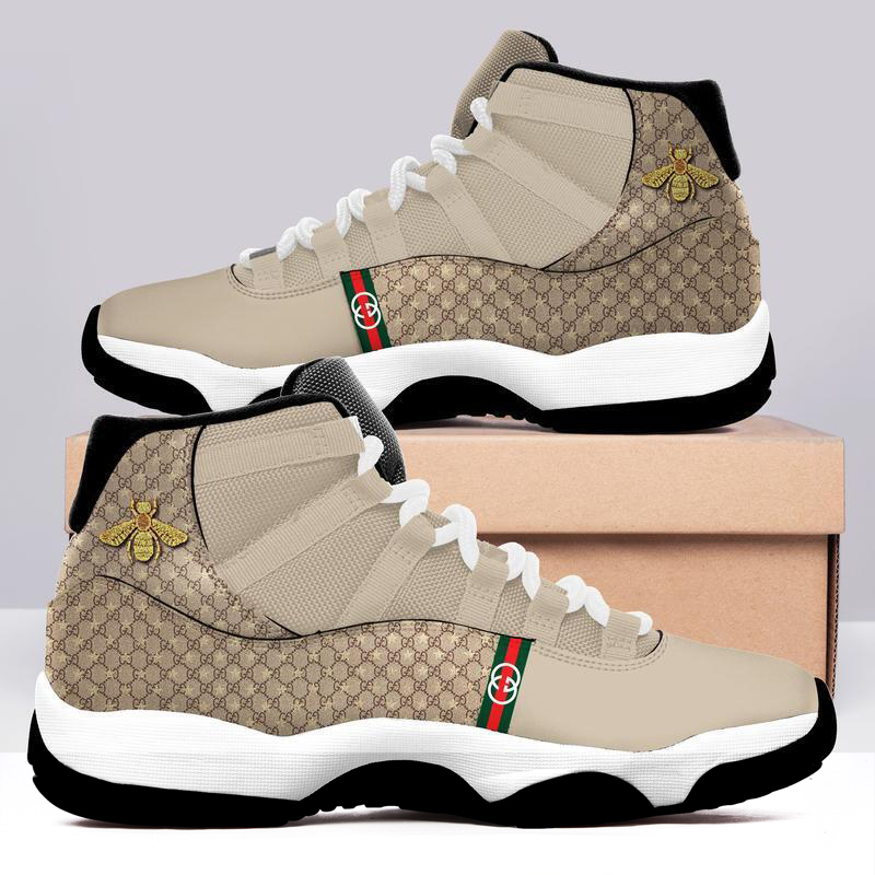 Gucci Gold Bee Air Jordan 11 Sneakers Shoes Hot 2022 Gifts For Men Women HT