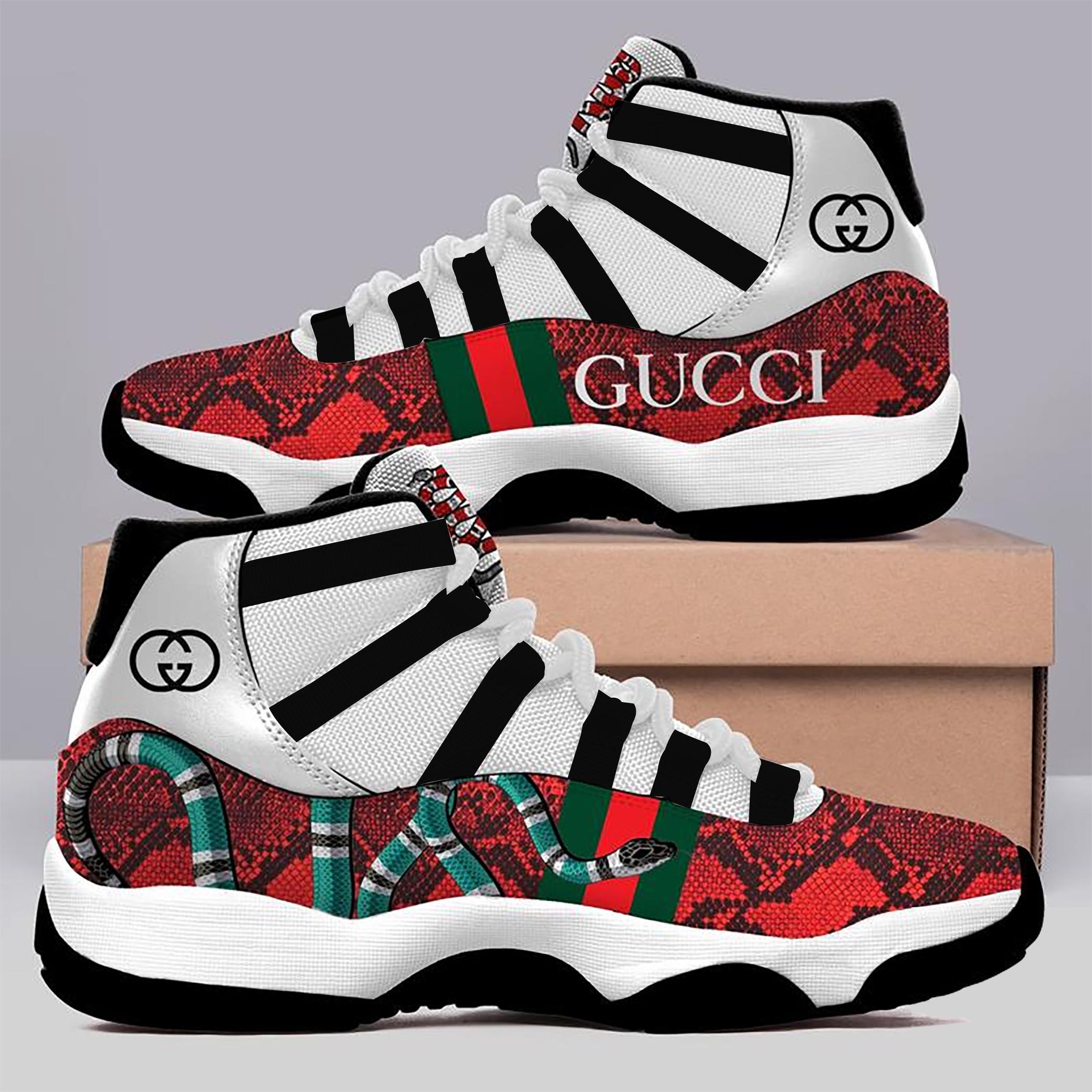 Gucci Red Snake Air Jordan 11 Sneakers Shoes Hot 2022 Gifts For Men Women HT