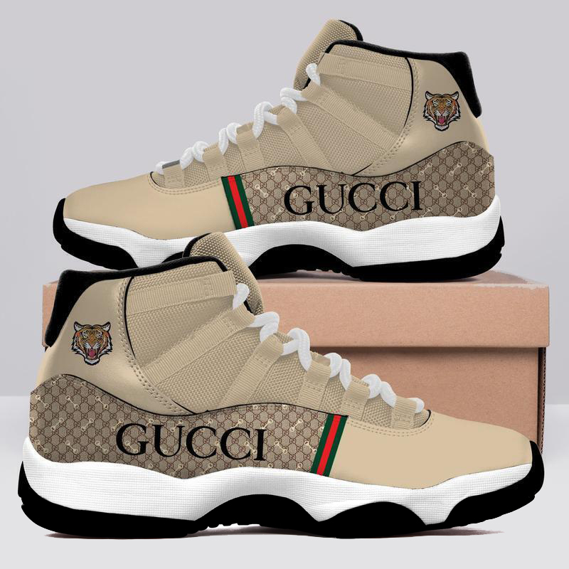Gucci Tiger Brown Air Jordan 11 Sneakers Shoes Hot 2022 Gifts For Men Women HT