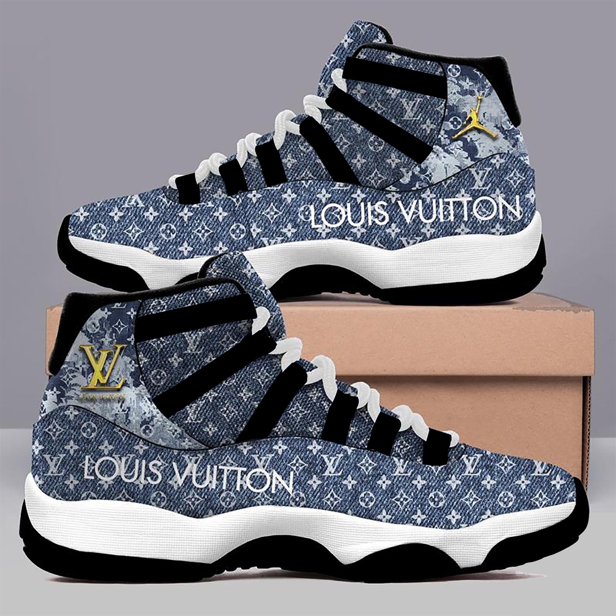 Louis Vuitton Denim Monogram Air Jordan 11 Sneakers Shoes Hot 2022 LV Gifts For Men Women HT