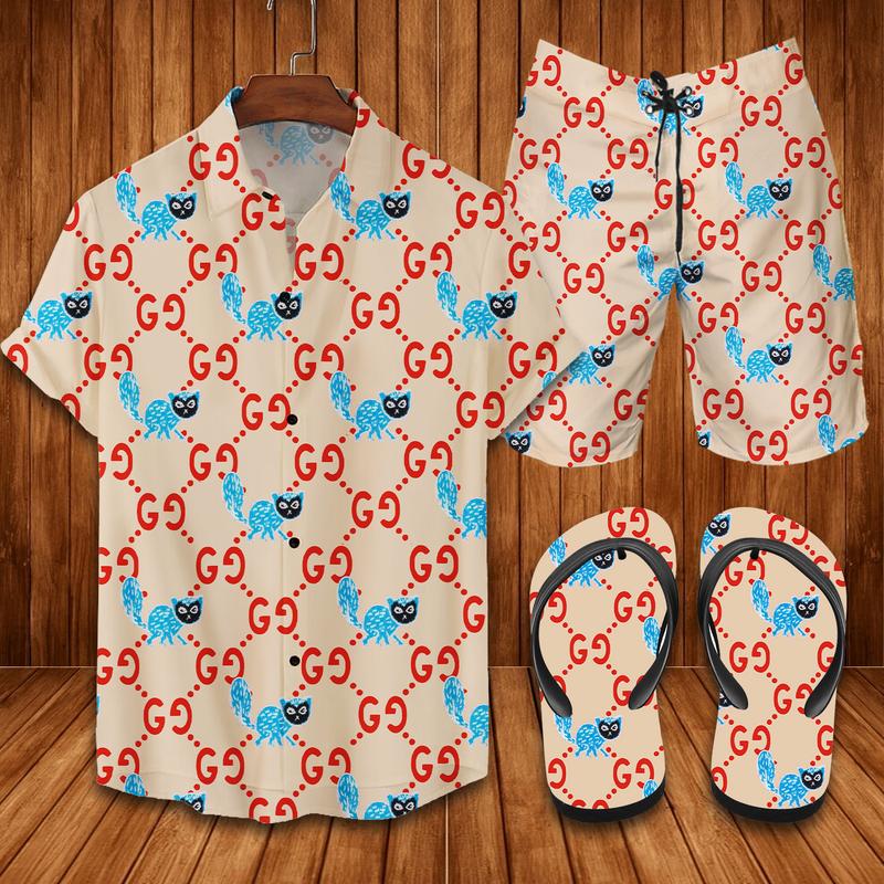 GC Funny Hawaii Shirt Shorts Set   Flip Flops Luxury Clothing Clothes Outfit For Men HT