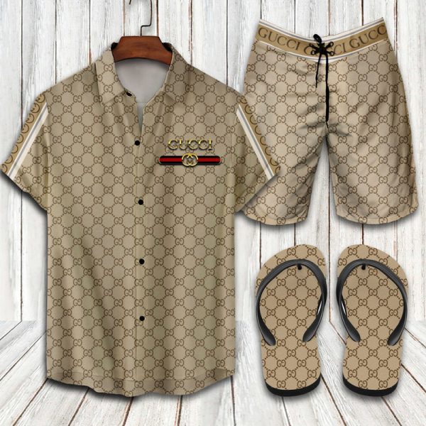 GC Hawaii Shirt Shorts Set   Flip Flops Luxury Clothing Clothes Outfit For Men HT sss