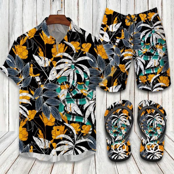 GC Tropical Hawaii Shirt Shorts Set   Flip Flops Luxury Clothing Clothes Outfit For Men HT