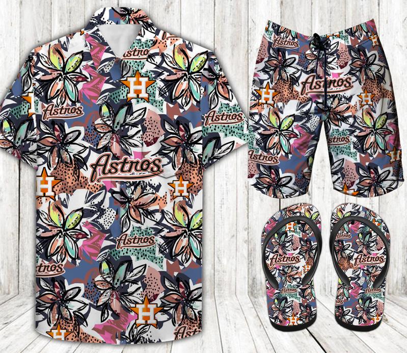 Houston Astros Combo Hawaiian Shirt, Beach Shorts Flip Flops L00964