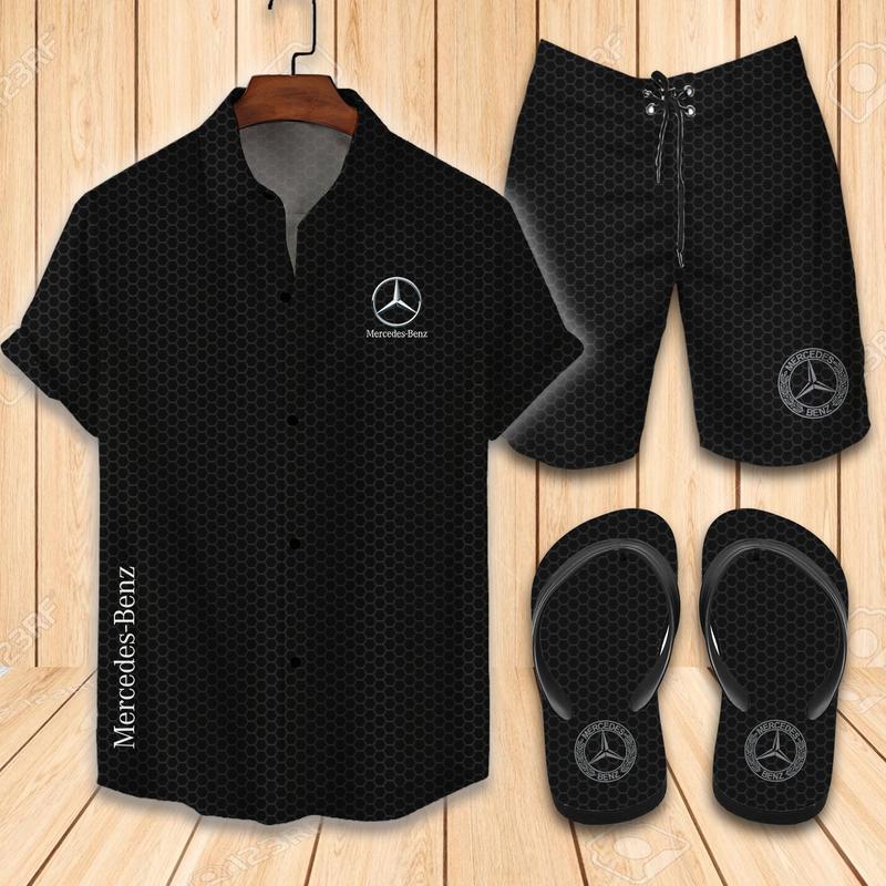 Mercedes Flip Flops And Combo Hawaiian Shirt, Beach Shorts Vu01486 Vu01488