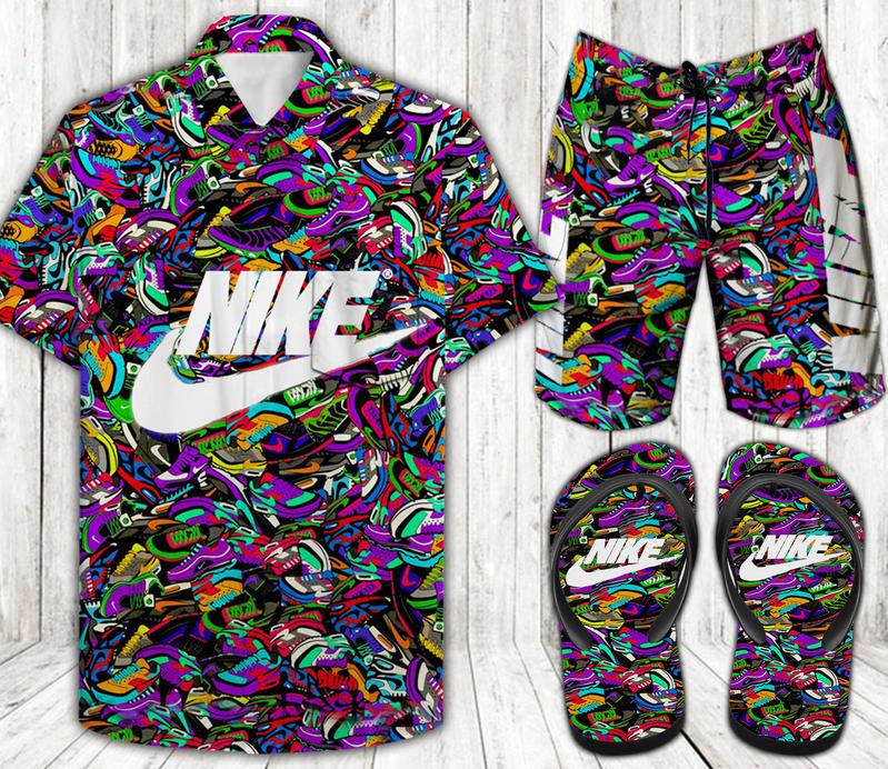 Nike Combo Hawaiian Shirt, Beach Shorts Flip Flops L00979