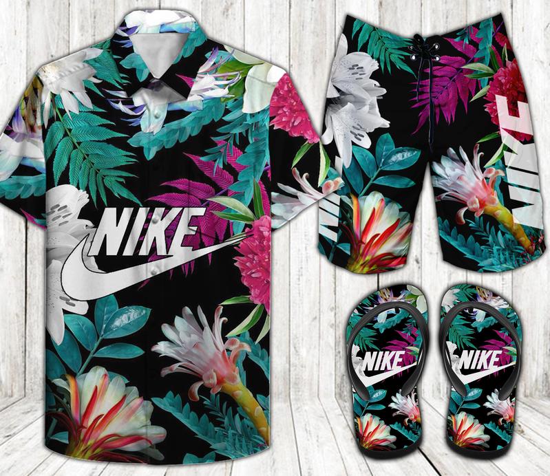 Nike Combo Hawaiian Shirt, Beach Shorts Flip Flops L01051