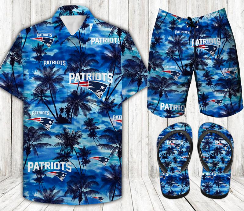Patriots Combo Hawaiian Shirt, Beach Shorts Flip Flops L00958