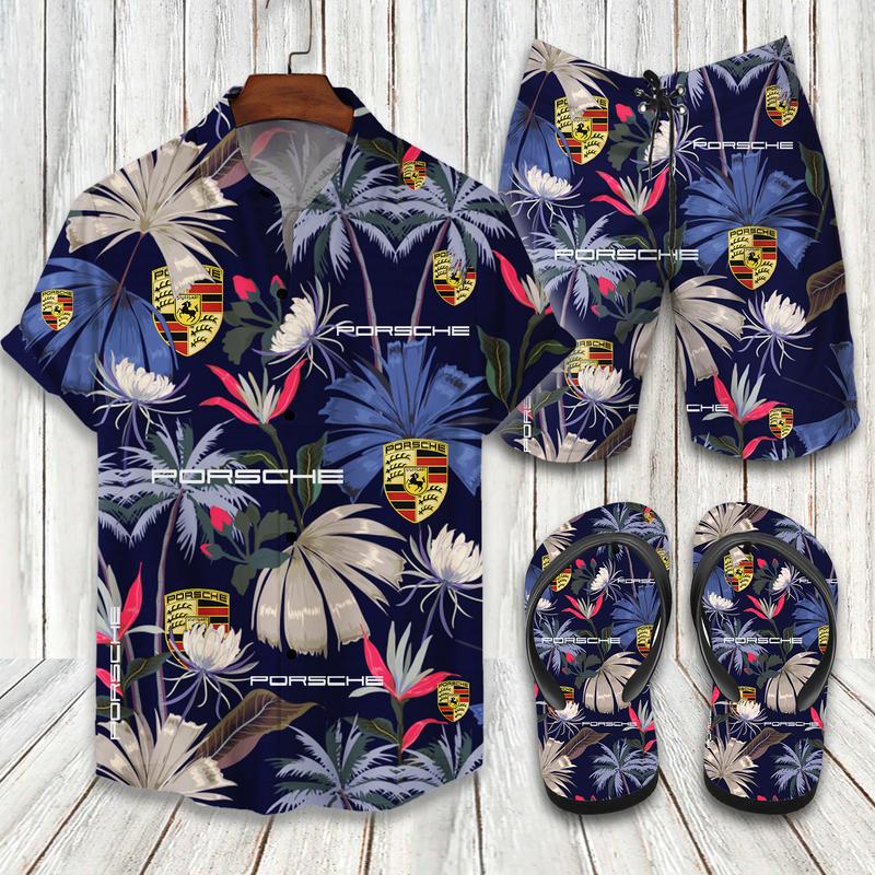 Porsche Flip Flops And Combo Hawaiian Shirt, Beach Shorts Vu01400 Vu01402