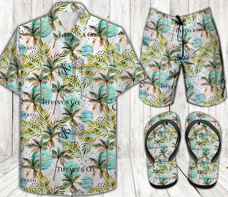 Tiffany & Co. Combo Hawaiian Shirt, Beach Shorts Flip Flops L00934