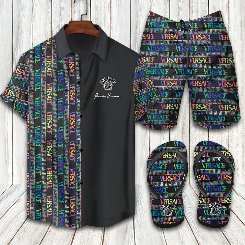 Vesace Flip Flops And Combo Hawaiian Shirt, Beach Shorts Vu02468 Vu02470