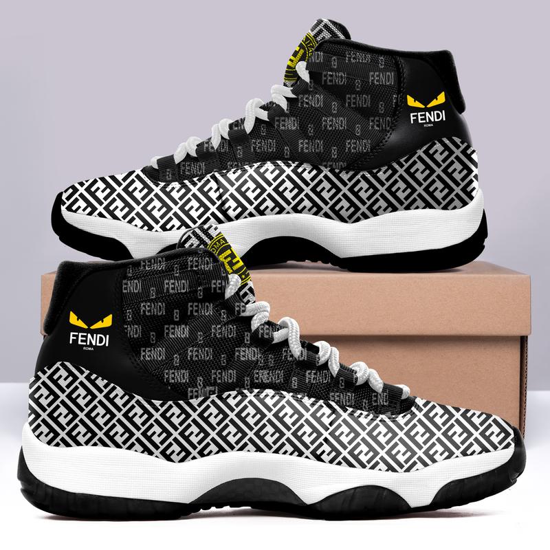 Fendi Eyes Black White Air Jordan 11 Sneakers Shoes Hot 2022 Gifts For Men Women HT