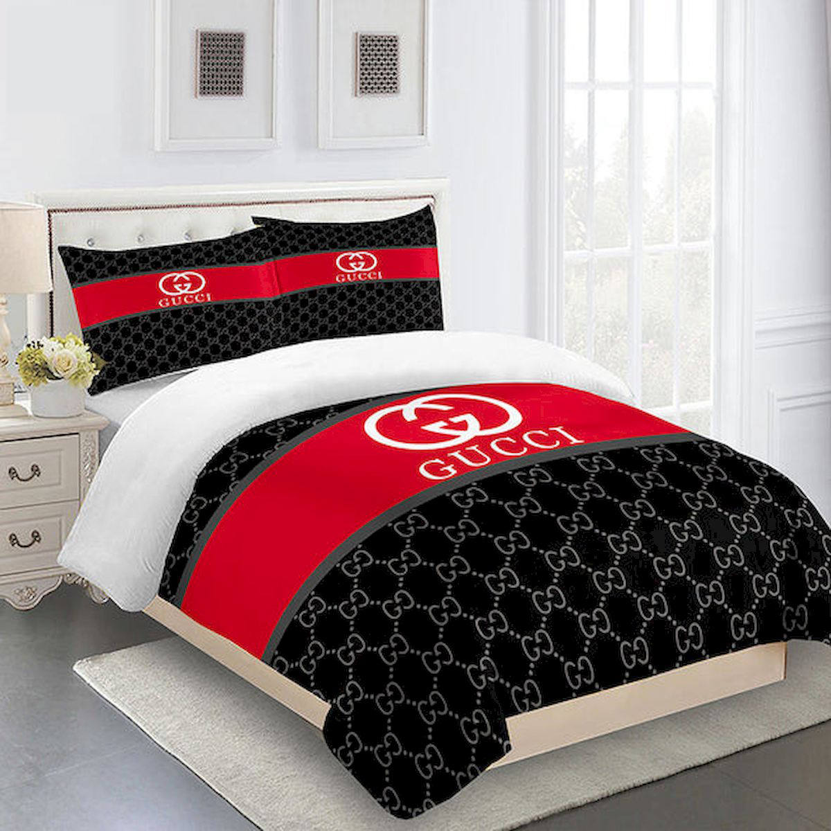 GC Black Luxury Brand High-End Bedding Set Home Decor HT Mia281104