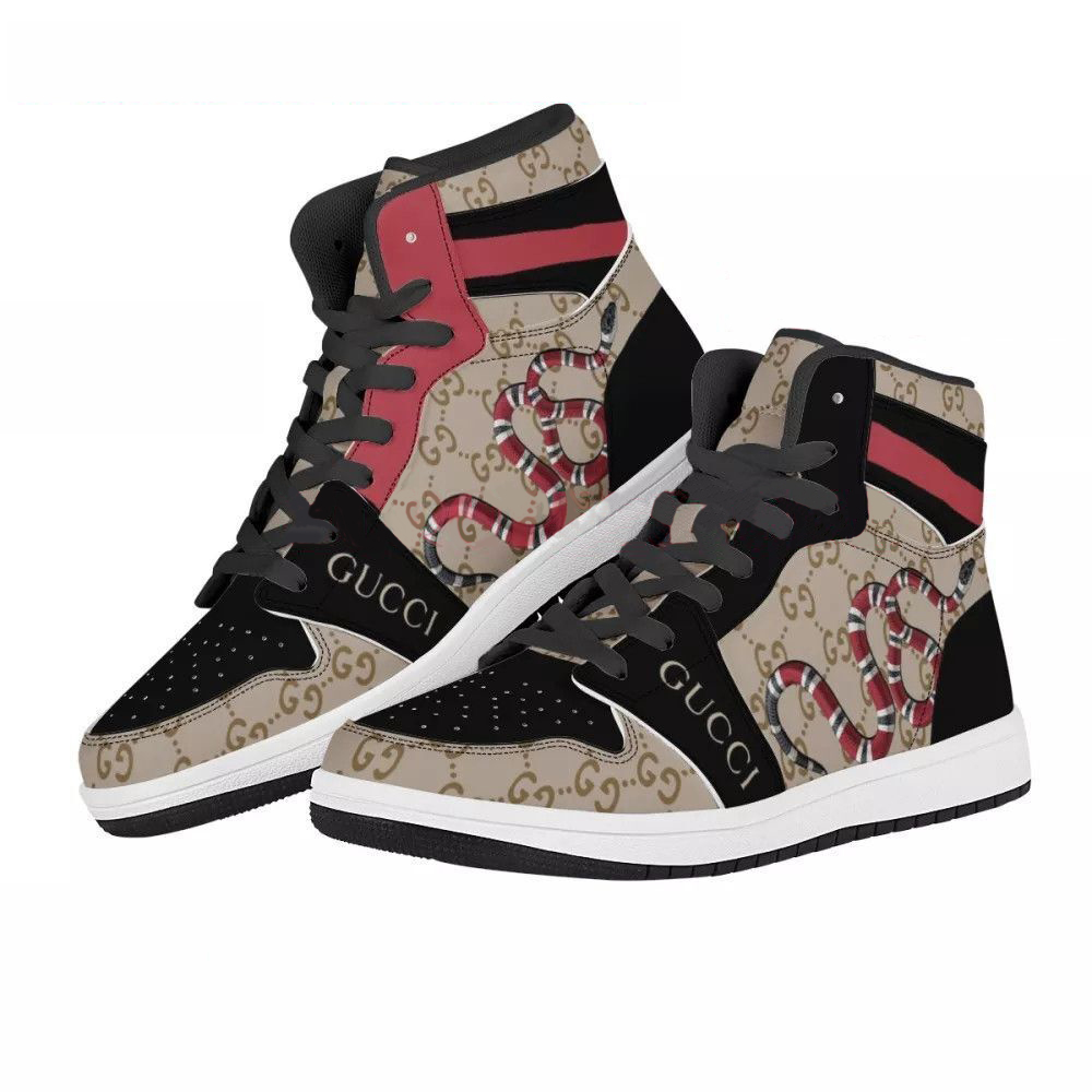 GC Black Snake Air Jordan 1 High Top Sneakers Shoes Hot 2022 Gifts For Men Women HT