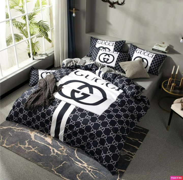 GC Navy Luxury Brand High-End Bedding Set Home Decor HT Mia09