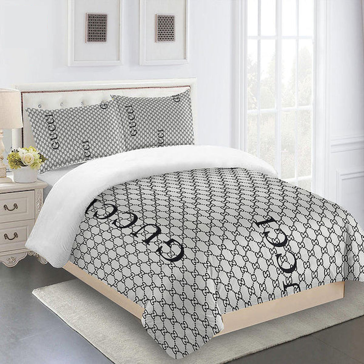 GC White Luxury Brand High-End Bedding Set Home Decor HT