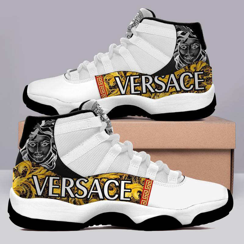 Gianni Gold White Versace Air Jordan 11 Sneakers Shoes Hot 2022 Gifts For Men Women HT