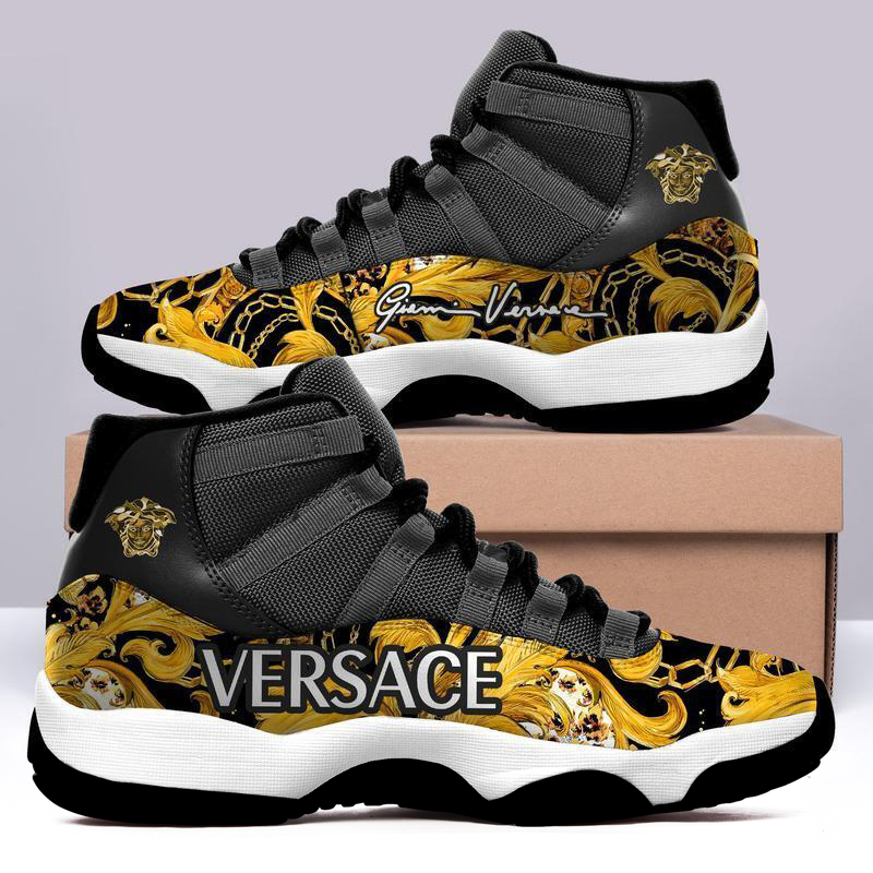 Gianni Versace Gold Black Air Jordan 11 Sneakers Shoes Hot 2022 Gifts For Men Women HT