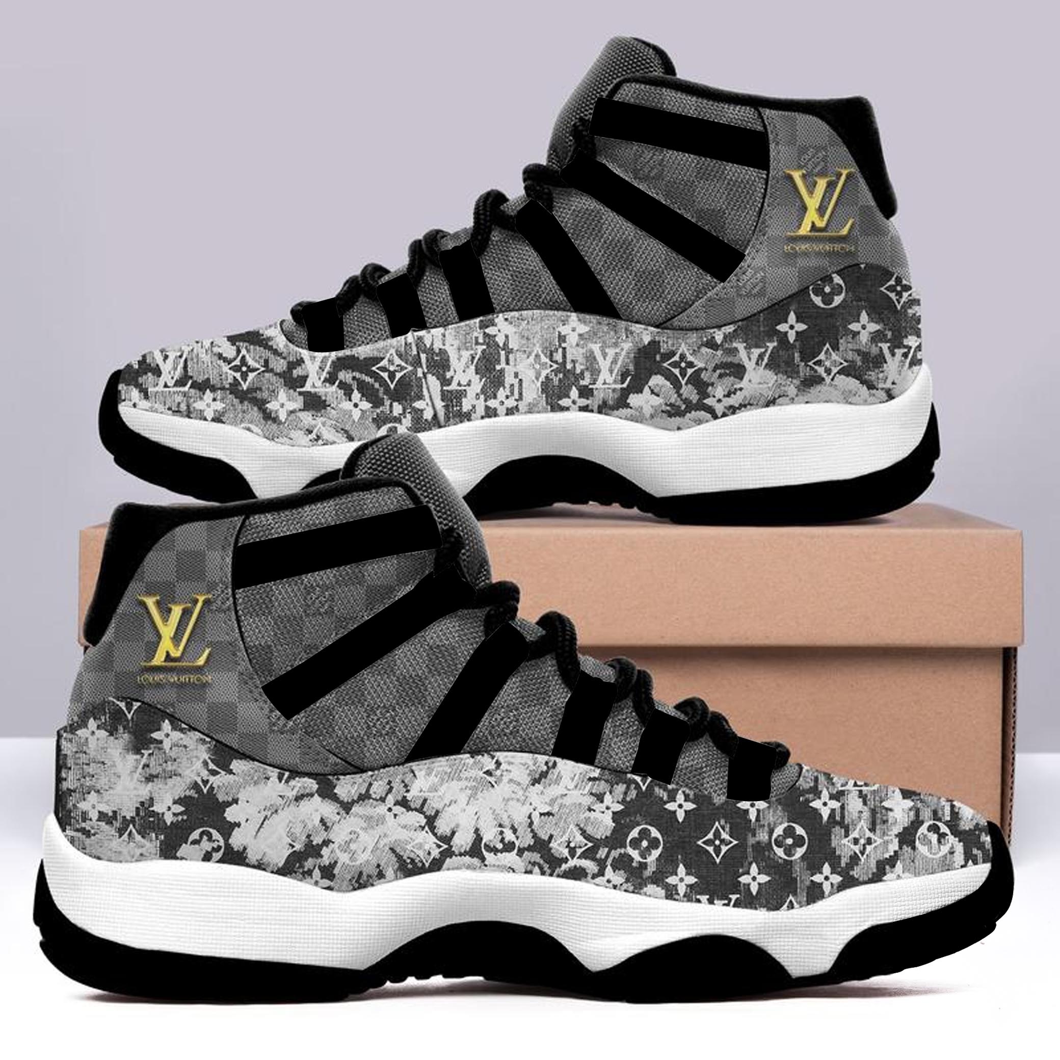 Grey Louis Vuitton Air Jordan 11 Sneakers Shoes Hot 2022 LV Gifts For Men Women HT