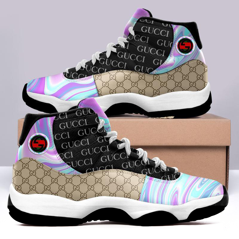 Gucci Black Hologram Air Jordan 11 Sneakers Shoes Hot 2022 Gifts For Men Women HT