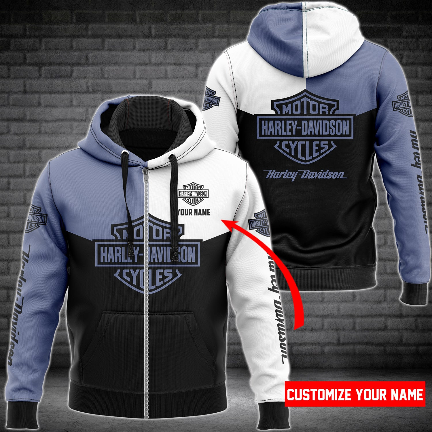 HD Customize Name Zip Hoodie HD4380BL Ver 59 Zipper Hoodie