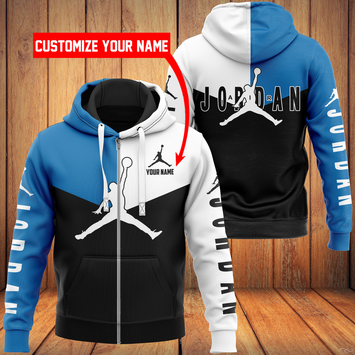 JDA Customize Name Zip Hoodie JDA4380BL Ver 36 Zipper Hoodie