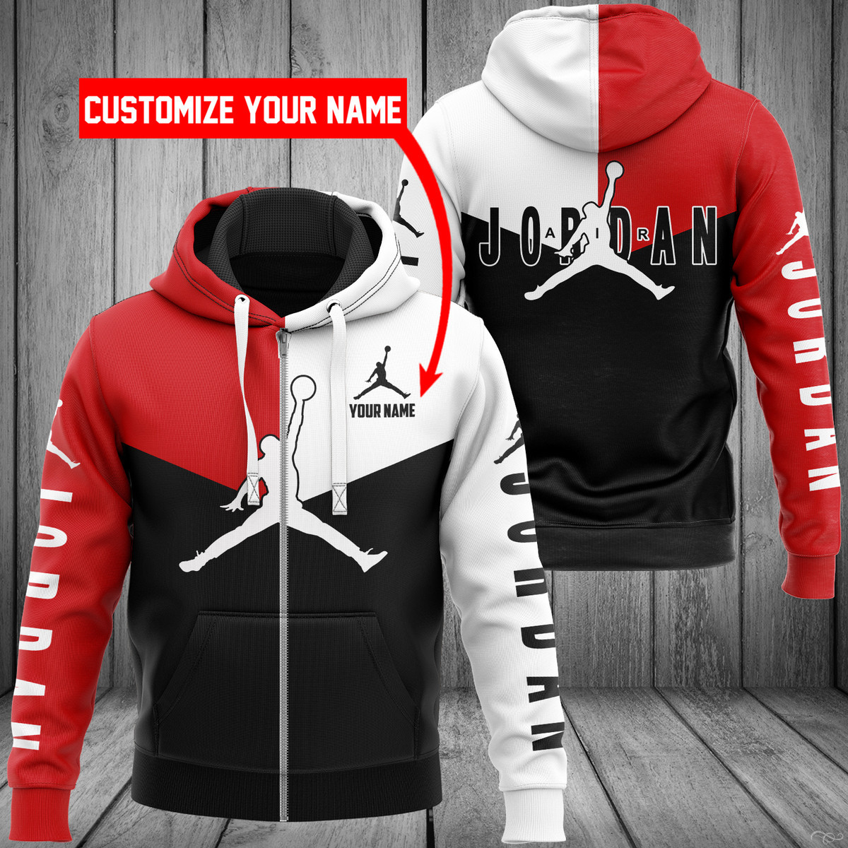 JDA Customize Name Zip Hoodie JDA4380RD Ver 35 Zipper Hoodie