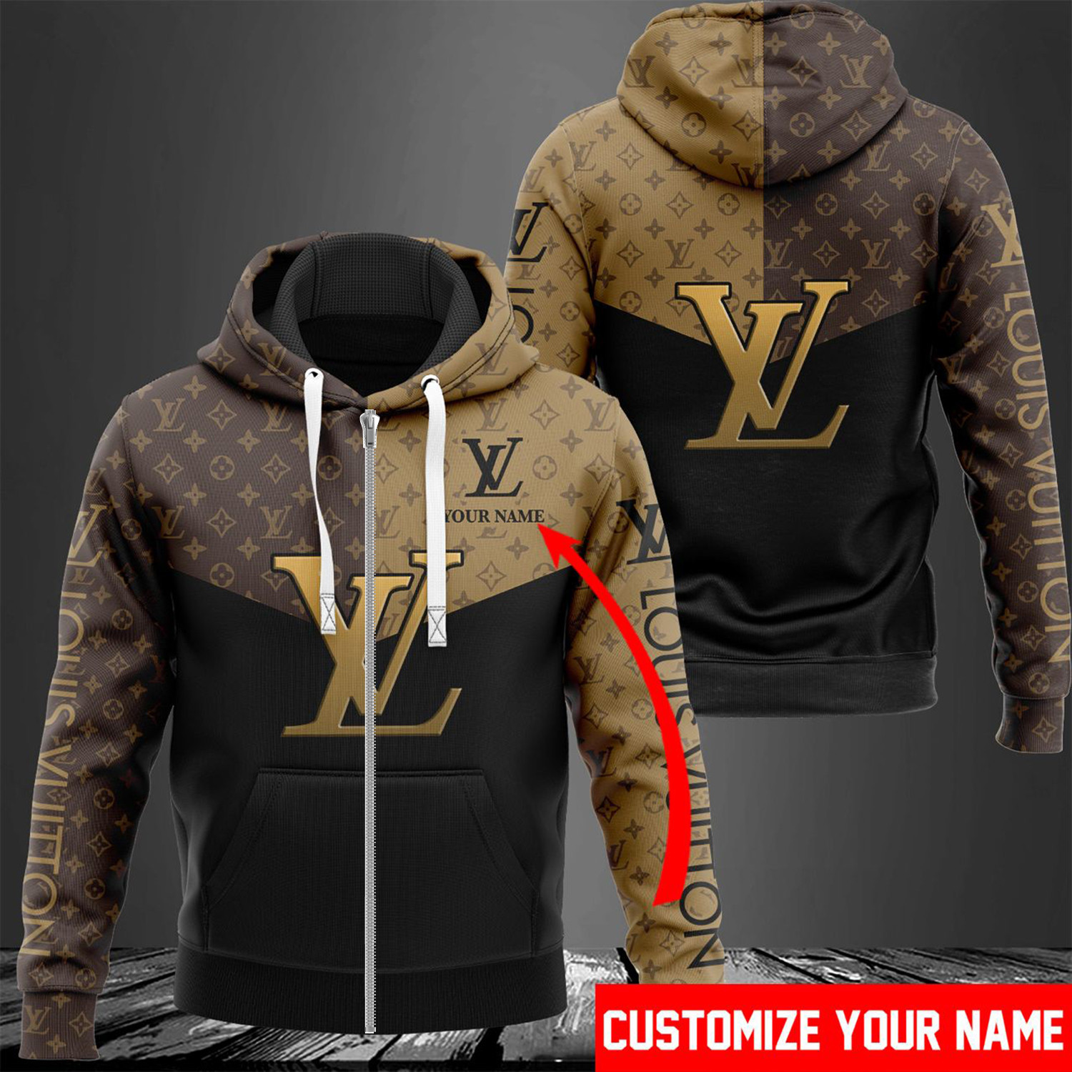 LVN Customize Name Zip Hoodie LV4380 Ver 66 Zipper Hoodie