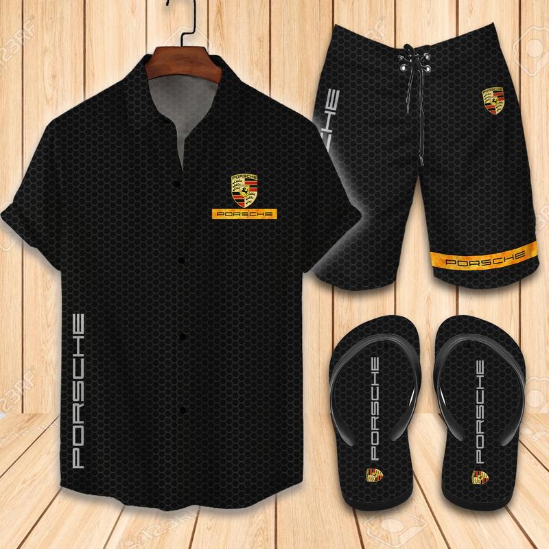 Porsche Flip Flops And Combo Hawaiian Shirt, Beach Shorts Vu01391 Vu01393