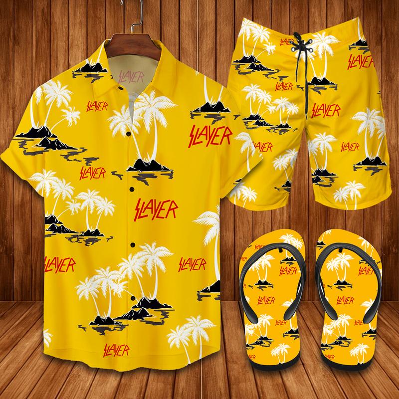 Slayer Flip Flops And Combo Hawaiian Shirt, Beach Shorts Vu01552 Vu01554