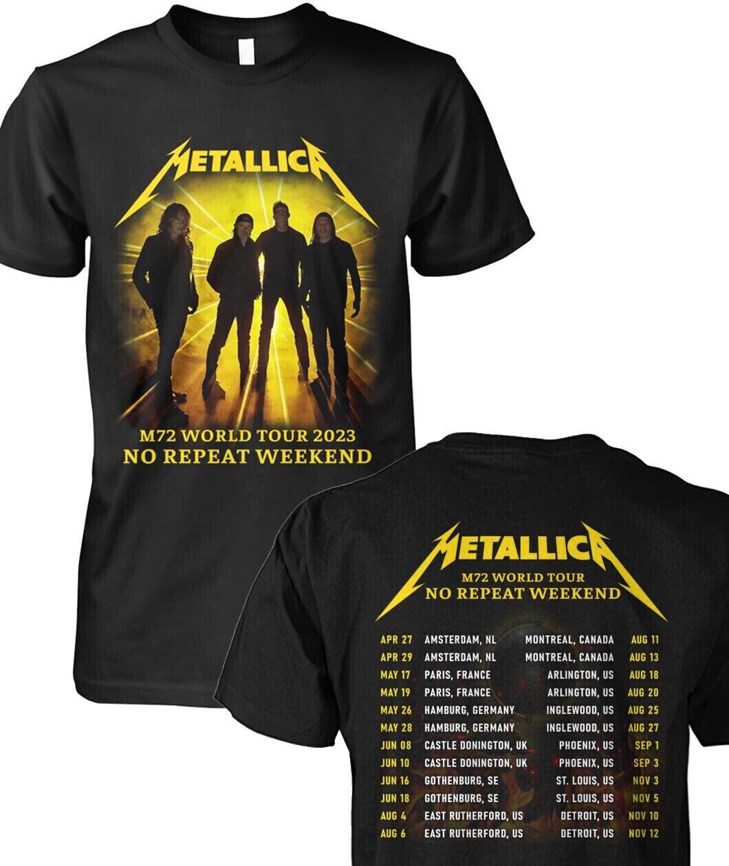 metallica tour tee shirt