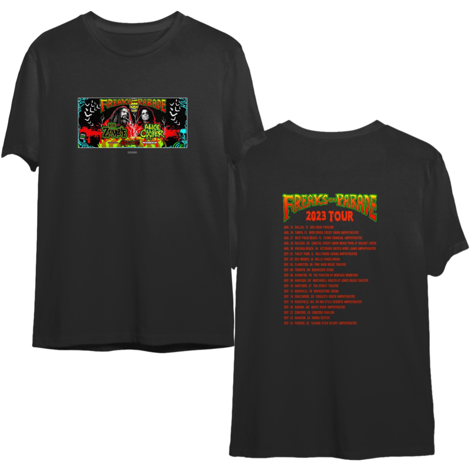 Rob Zombie & Alice Cooper Freaks On Parade Tour 2023 Shirt