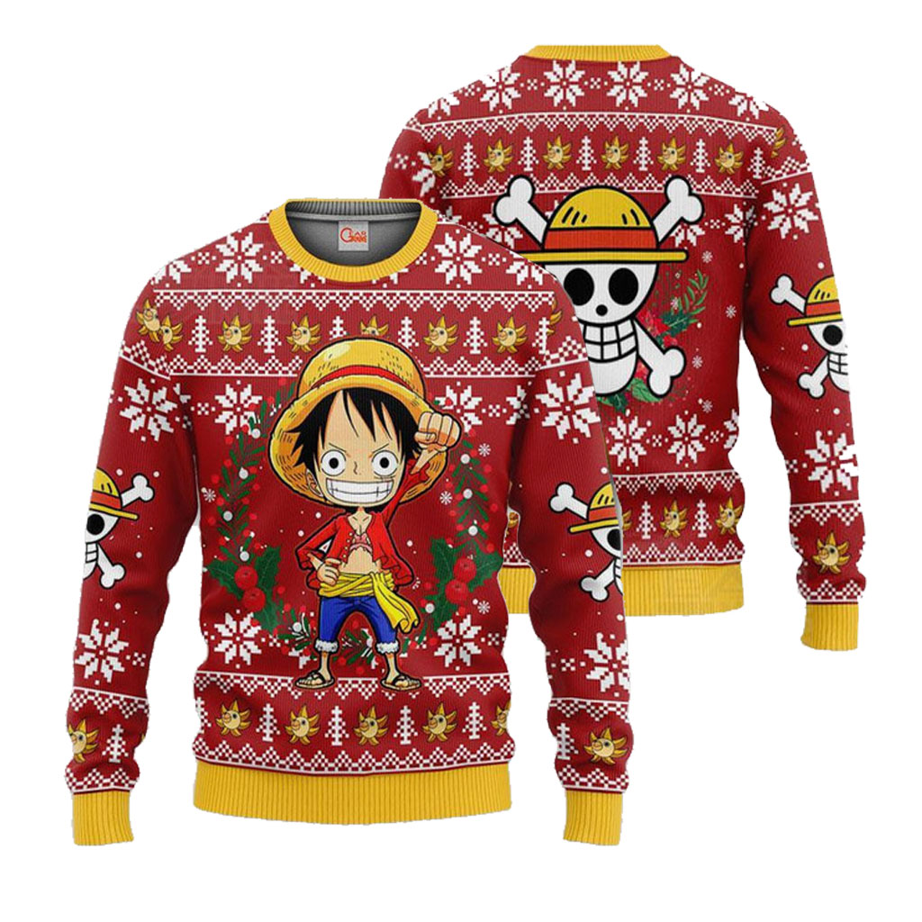 Luffy One Piece Anime Xmas Holiday 2023 Ugly Christmas Sweater