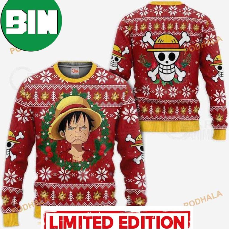 Luffy Ugly Christmas Funny Face Best 2023 One Piece Anime Xmas Sweater