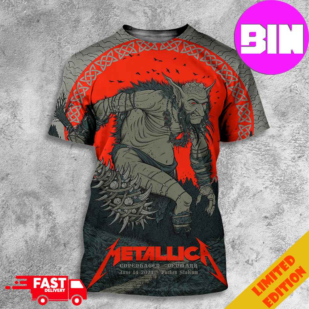 Tonight In M72 Copenhagen Parken Stadium No Repeat Weekend In Denmark June 14 2024 Metallica Killer World Tour Pop-Up Merchandise Store T-Shirt 3d